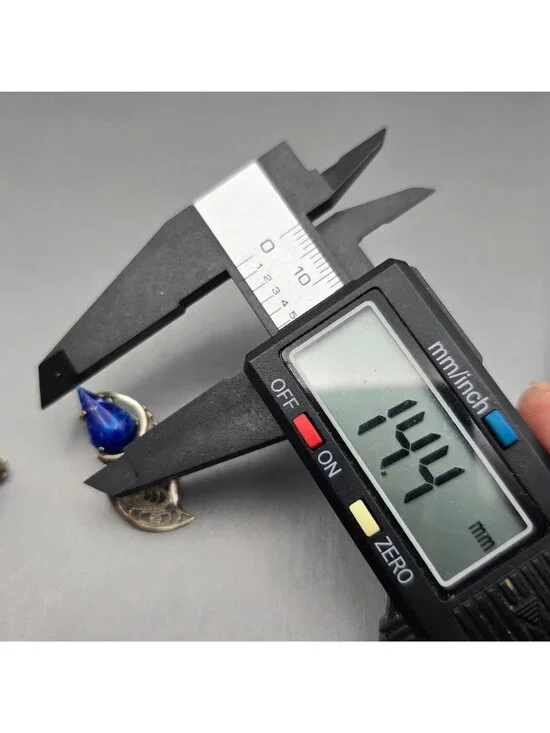 Vintage West German Silver Filigree Clip On Earrings Blue Art Glass 1950s - Picture 8 of 10